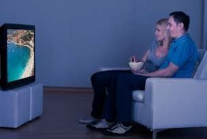television couple eating